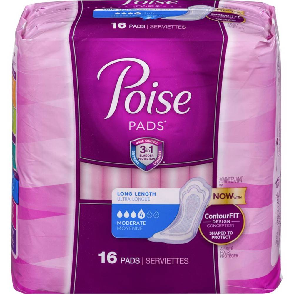 Poise Moderate Long Regular Pads (16 units)