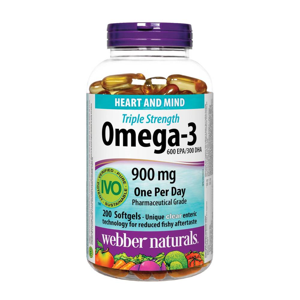 Oméga-3 Triple Concentration Webber Naturals, 200 Gélules