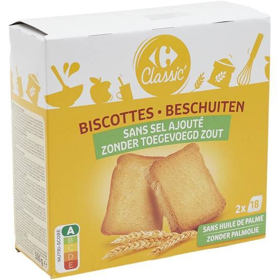 Carrefour Classic' - Biscottes sans sel ajouté
