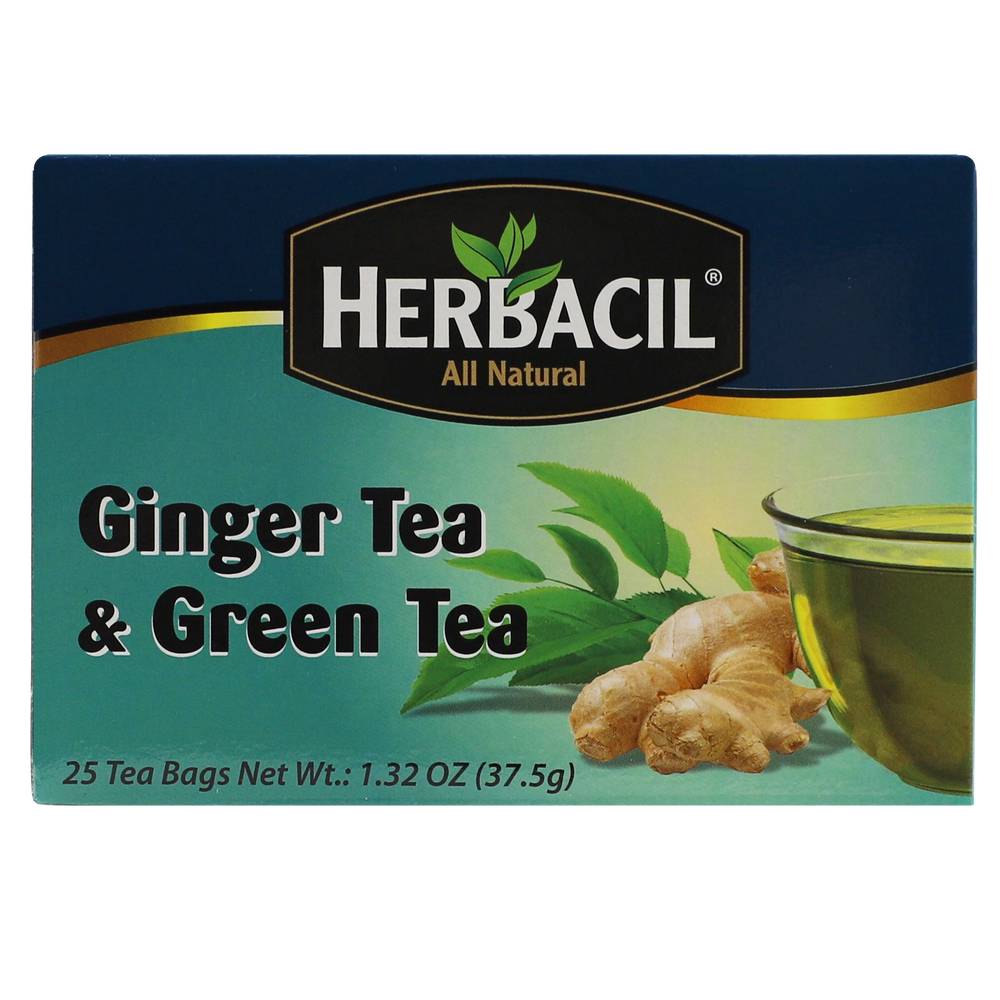Herbacil Natural Ginger & Green Tea - 25 ct