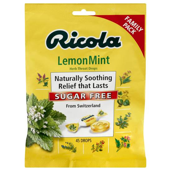 Ricola Sugar Free Lemon Mint Herb Throat Drops (45 ct)