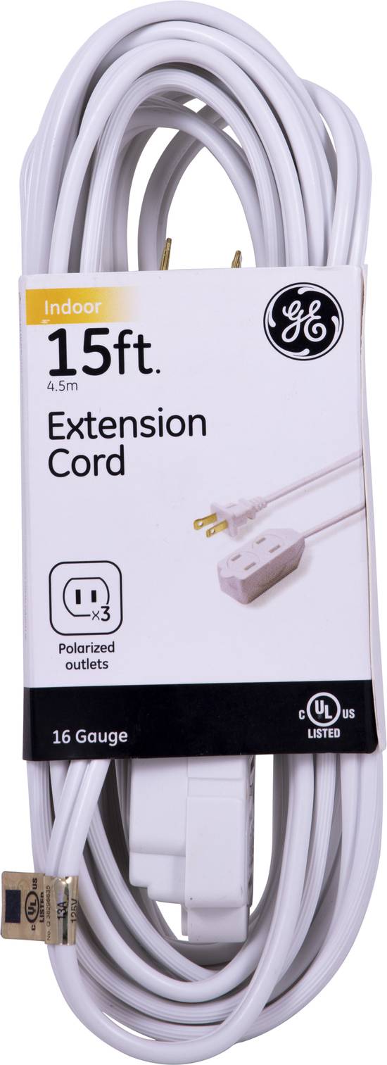 GE White Extension Cord Indoor Polarized 15 ft (1 ct)