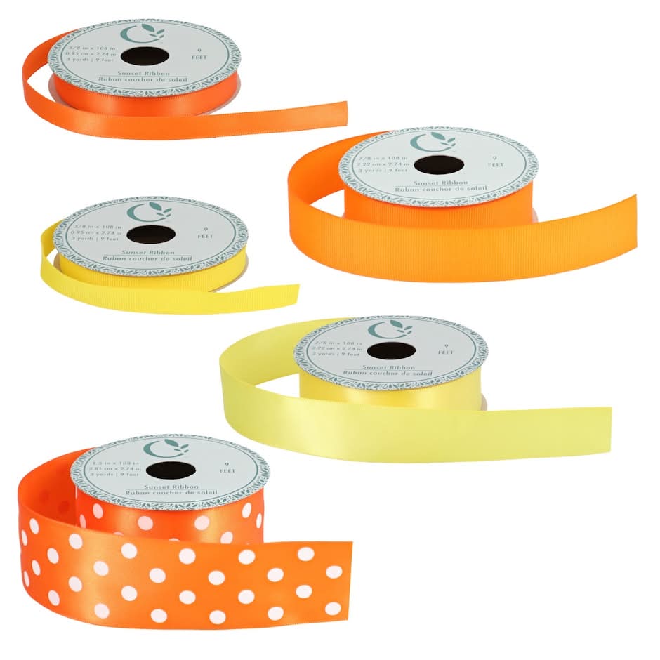 Floral Garden Sunset Ribbon Roll, 9 ft, Assorted