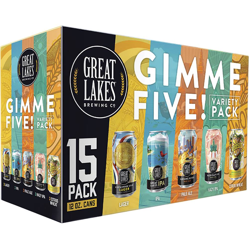 Great Lakes Brewing Co. Gimme Five Beer Variety pack, Assorted (15 x 12 fl oz)