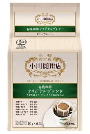 小川珈琲　有機珈琲オリジナルブレンド　ドリップコーヒー　10g×6p　J-368