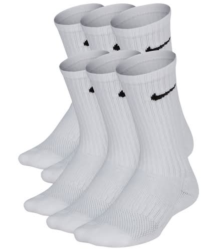 Nike Kids 6 Pack Cushioned Crew Socks - Boys' Grade School White/Black Size M