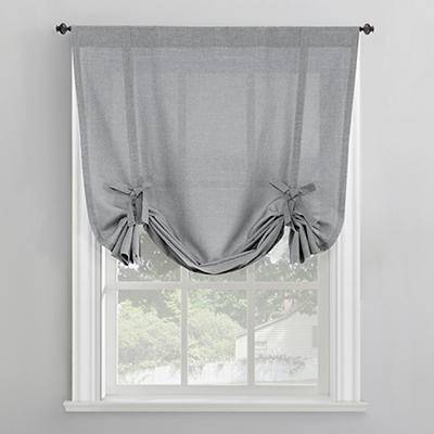 Jesse Gray Tie-Up Rod Pocket Curtain Panel, (63")