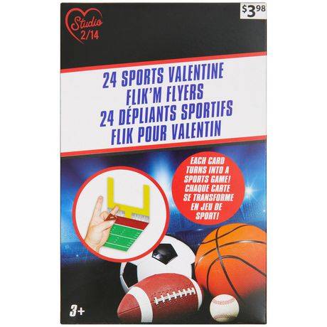 Studio 2/14 Sports Flik''m Flyers Valentine Cards, Paper Activity, Multi-Colored, 24 Count