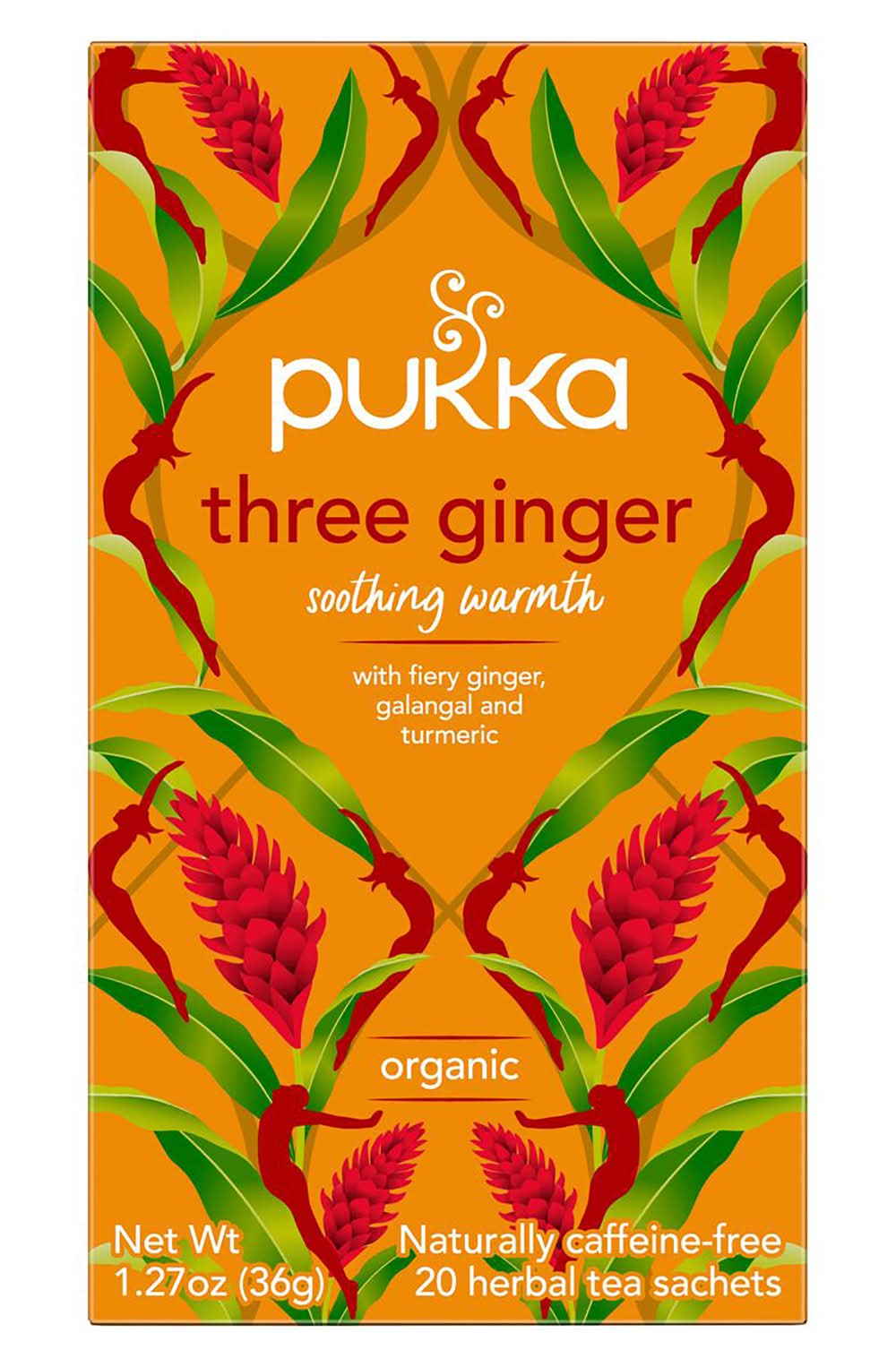 Pukka Organic Herbal Tea Sachets, Three Ginger (36g, 20 pack)