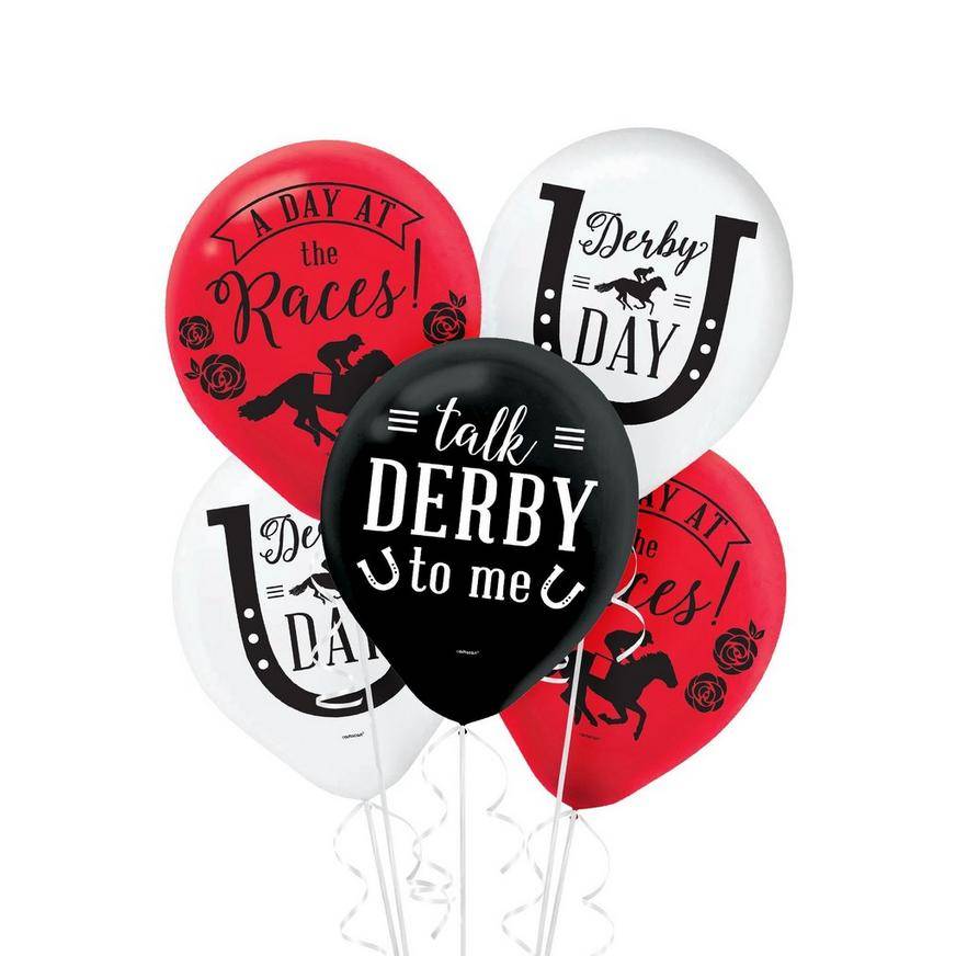 Uninflated 15ct, 12in, Horse Racing Derby Day Latex Balloons