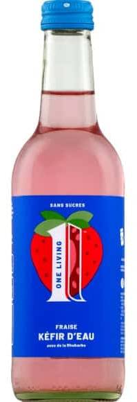 No.1 Living - Kéfir d'eau, fraise - rhubarbe (330ml)