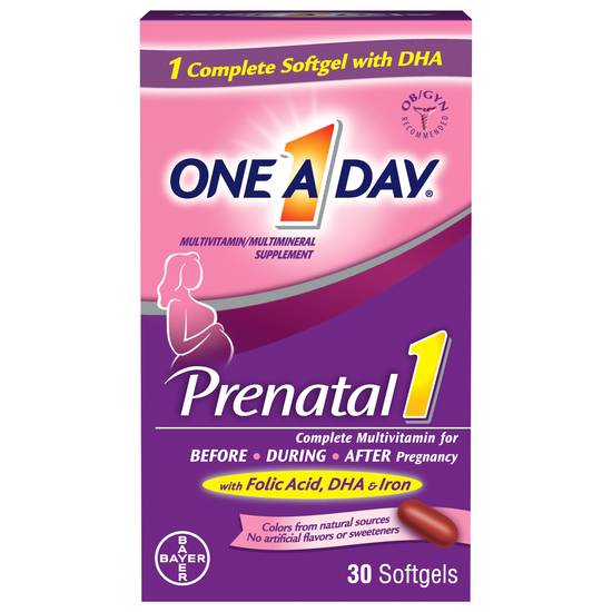 One a Day Women's Prenatal 1 Multivitamin/Multimineral Supplement Softgels (30 ct)