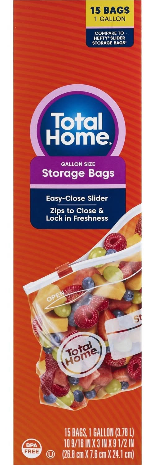 Total Home Easy-Close Slider Storage Bags, 1 Gallon