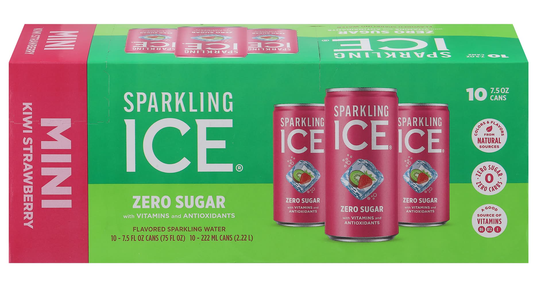 Sparkling Ice Zero Sugar Mini Sparkling Water, Kiwi-Strawberry (10 x 7.5 fl oz)
