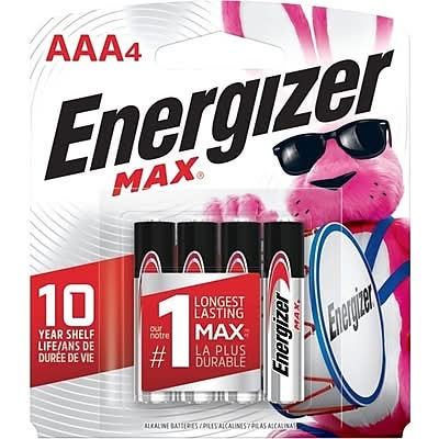Energizer Max AAA Alkaline Batteries, 4/Pack (E92BP-4)
