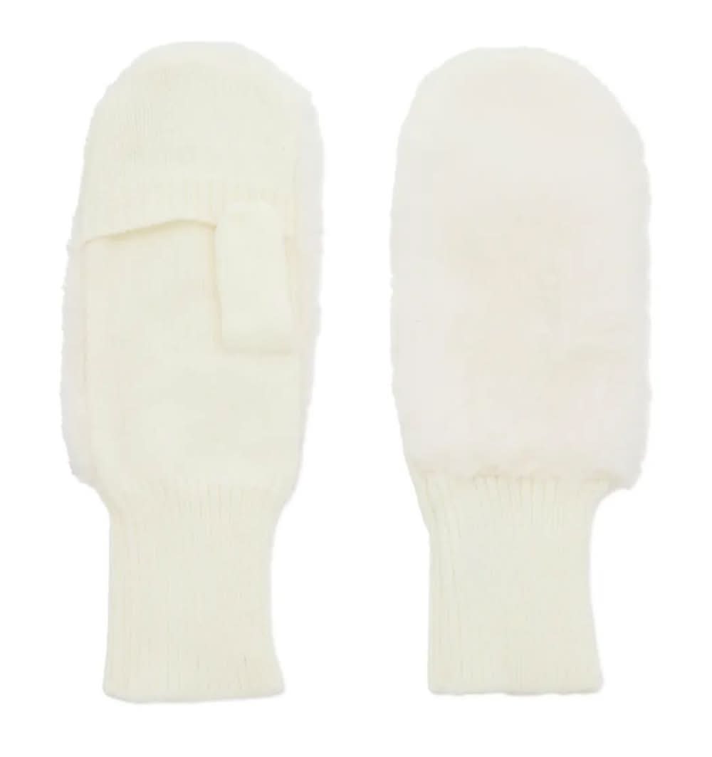 Kelly & Katie Faux Fur Mittens (Off White One Size)