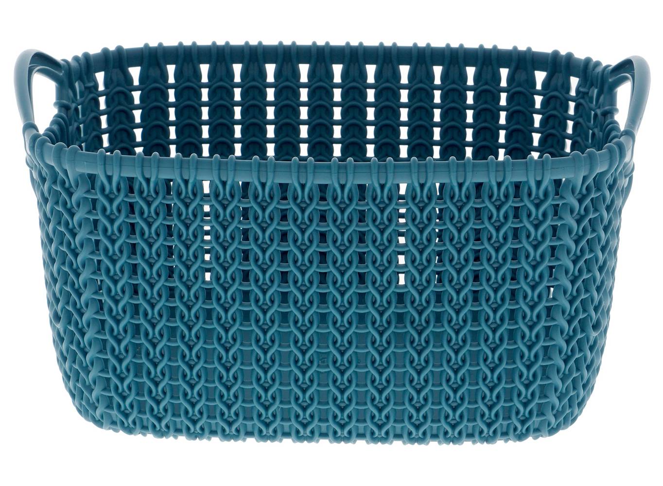 Small Knit Basket With 2 Handles, Misty Blue