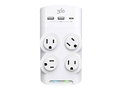 360 Electrical Revolve45 4-outlet 3-usb Port Surge Protector (white)