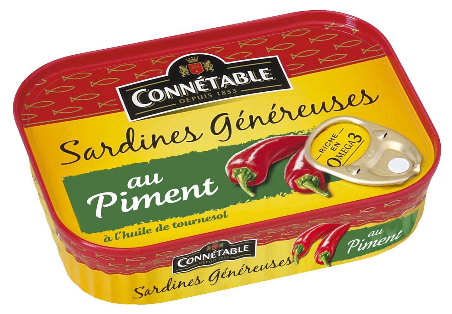 Connétable - Sardines à l'huile de tournesol et au piment (140g)