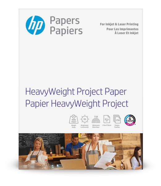 HP Heavyweight Project Paper, White, Letter (8.5" x 11"), 250 Sheets Per Pack, 95 Brightness, 40 Lb, 95 Brightness