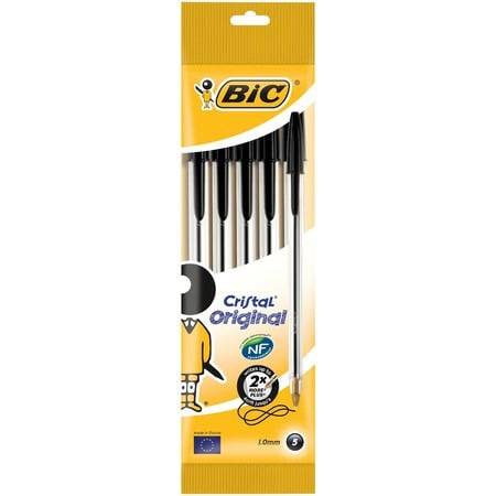 Stylo à bille Cristal noir x 5  BIC - le lot de 5 stylos