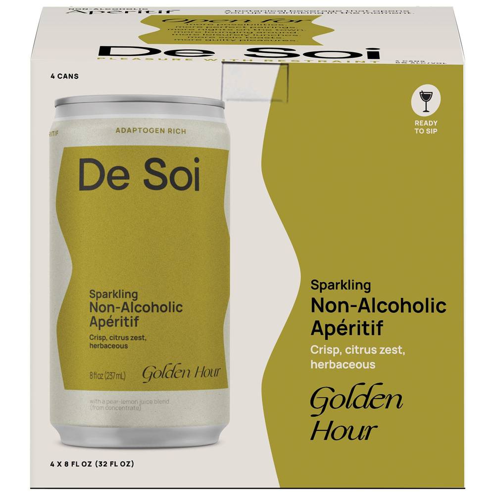 De Soi Sparkling Non-Alcoholic Apéritif (4 pack, 8 fl oz) (golden hour)