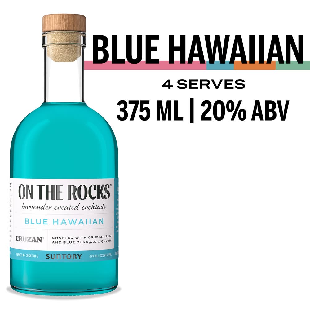 On The Rocks Premium Cruzan Ready To Drink Cocktail, Blue Hawaiian (375 ml)