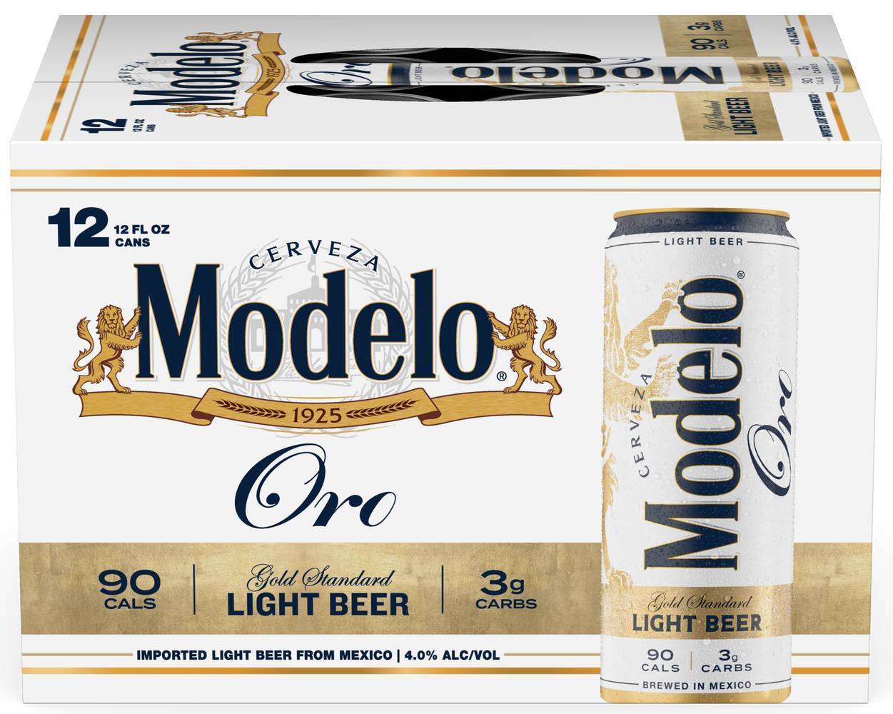 Modelo Oro Gold Standard Light Beerv(12X12 Fl oz) (4.0% ABV)