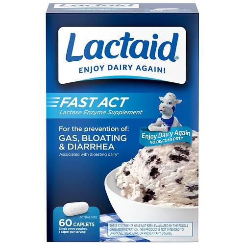 Lactaid Fast Act Lactose Intolerance Caplets Vanilla - 60.0 ea