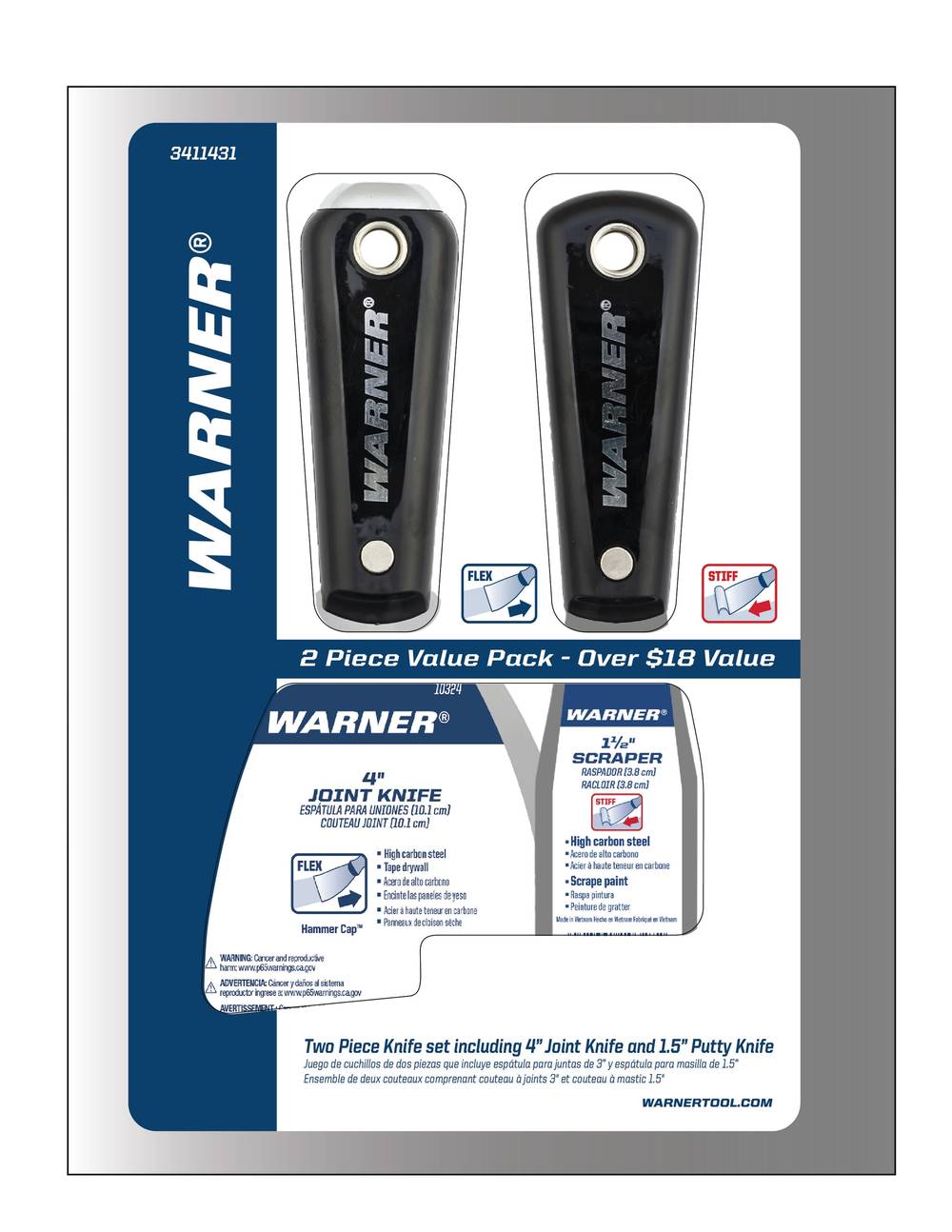 Warner 2-Pack 1-1/2-in Steel Putty Knife | 3411434