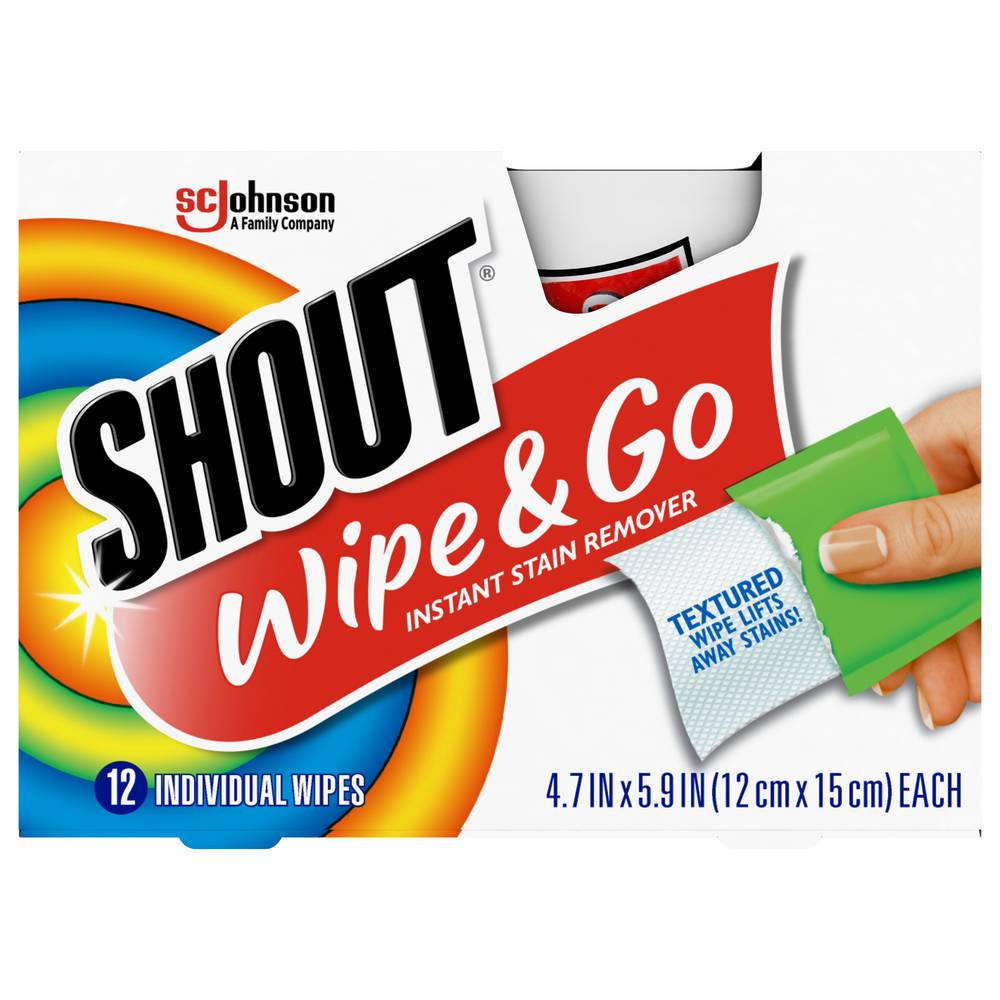 Shout Wipe & Go Instant Stain Remover Wipes (12 ct)