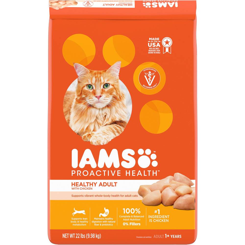 Iams Proactive Health Adult Healthy Dry Cat Food With Chicken Cat Kibble (22 lbs)