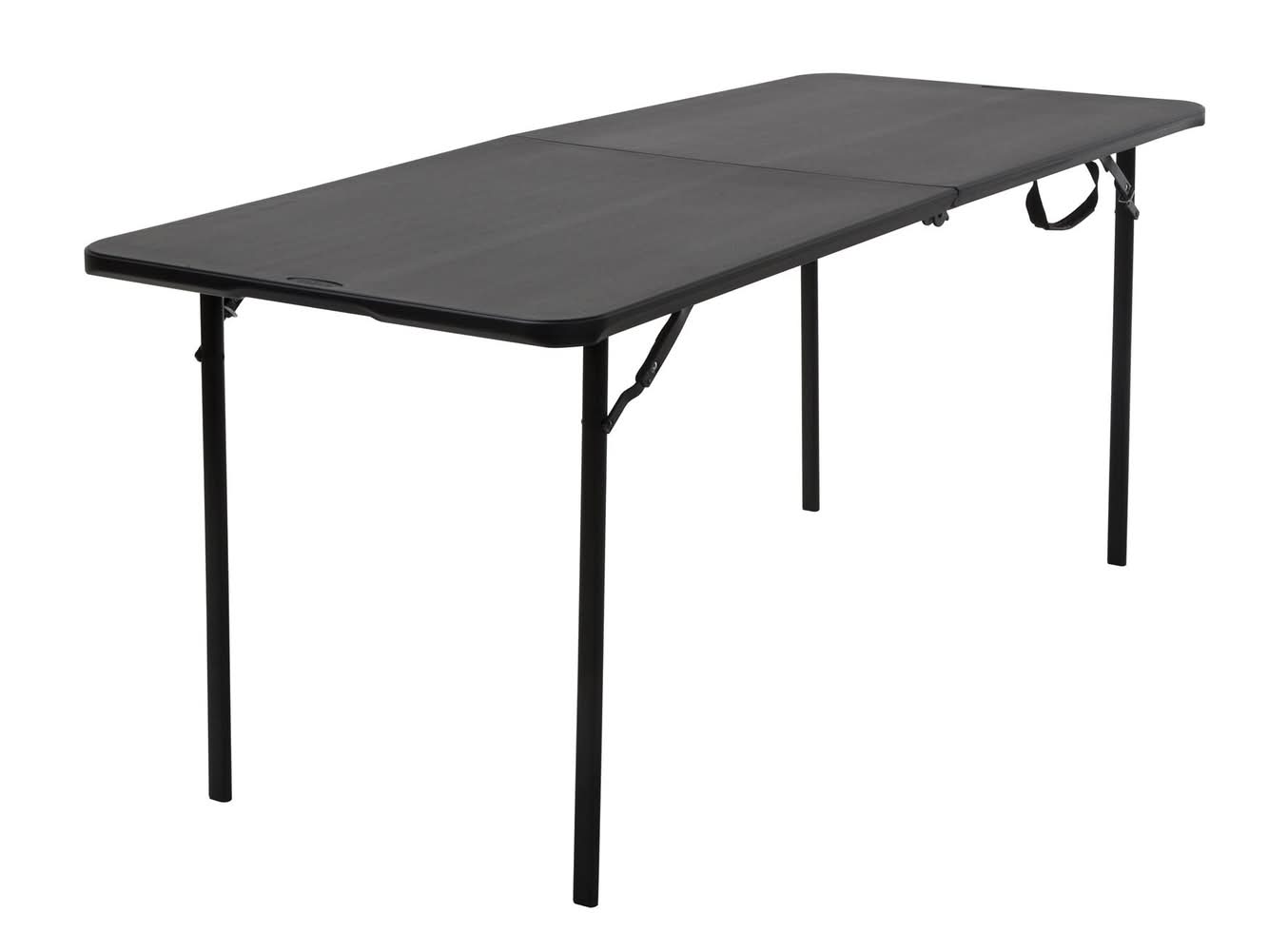 Cosco 2.5-ft x 6-ft Fold-in-Half Indoor or outdoor Rectangle Resin Black Folding banquet table 8 -Person | 14686BLK2L