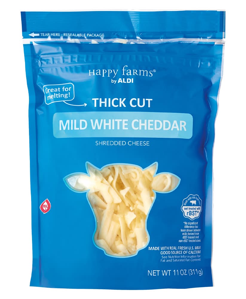 Happy Farms Thick Cut Mild White Cheddar Shredded Cheese (11 oz)