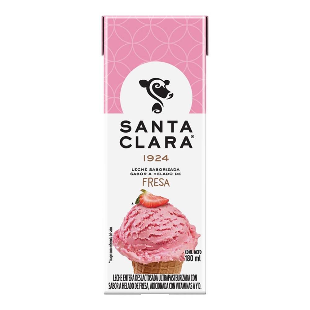 Santa Clara · Leche saborizada semidescremada deslactosada, helado de fresa (180 ml)