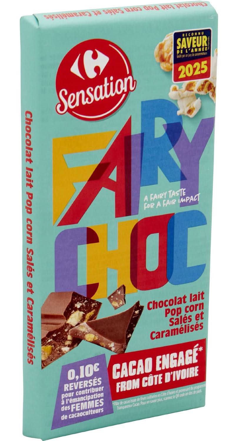 Carrefour Sensation - Fairy chocolat au lait, sel de pop-corn - caramélise (180g)