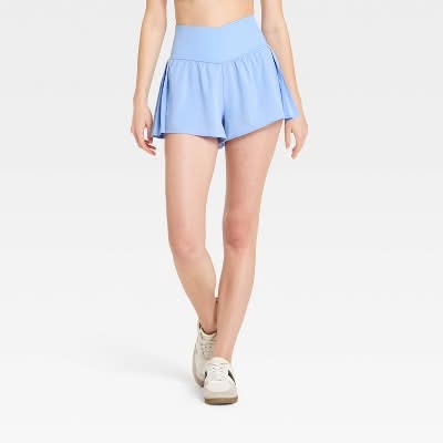 JoyLab Pleated Side Woven Shorts, Women, XS, Periwinkle Blue