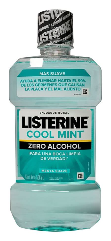 Listerine · Cool mint enjuague bucal sin alcohol, menta suave (500 ml)