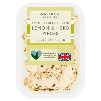 Waitrose & Partners British Cooked Chicken Lemon & Herb Pieces 130g