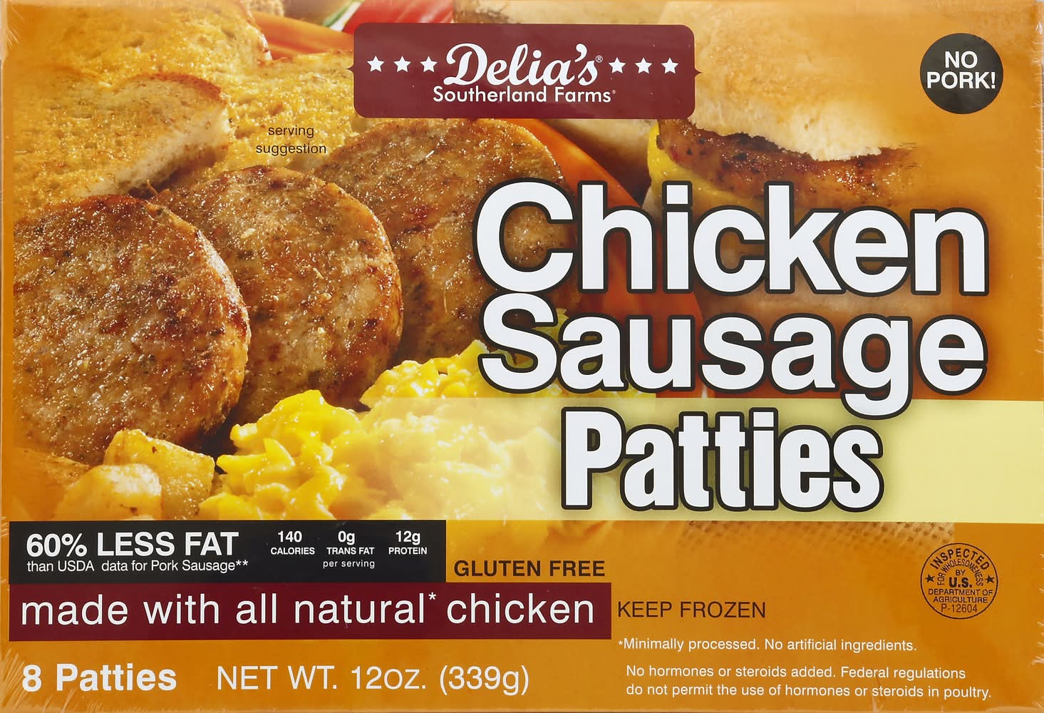Delia's Southerland Farms Chicken Sausage Patties (12 oz, 8 ct)