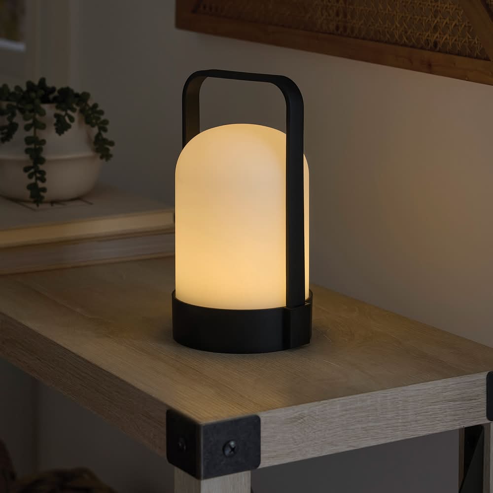 Style Selections Lantern 9-in Adjustable Black Standard Desk Lamp