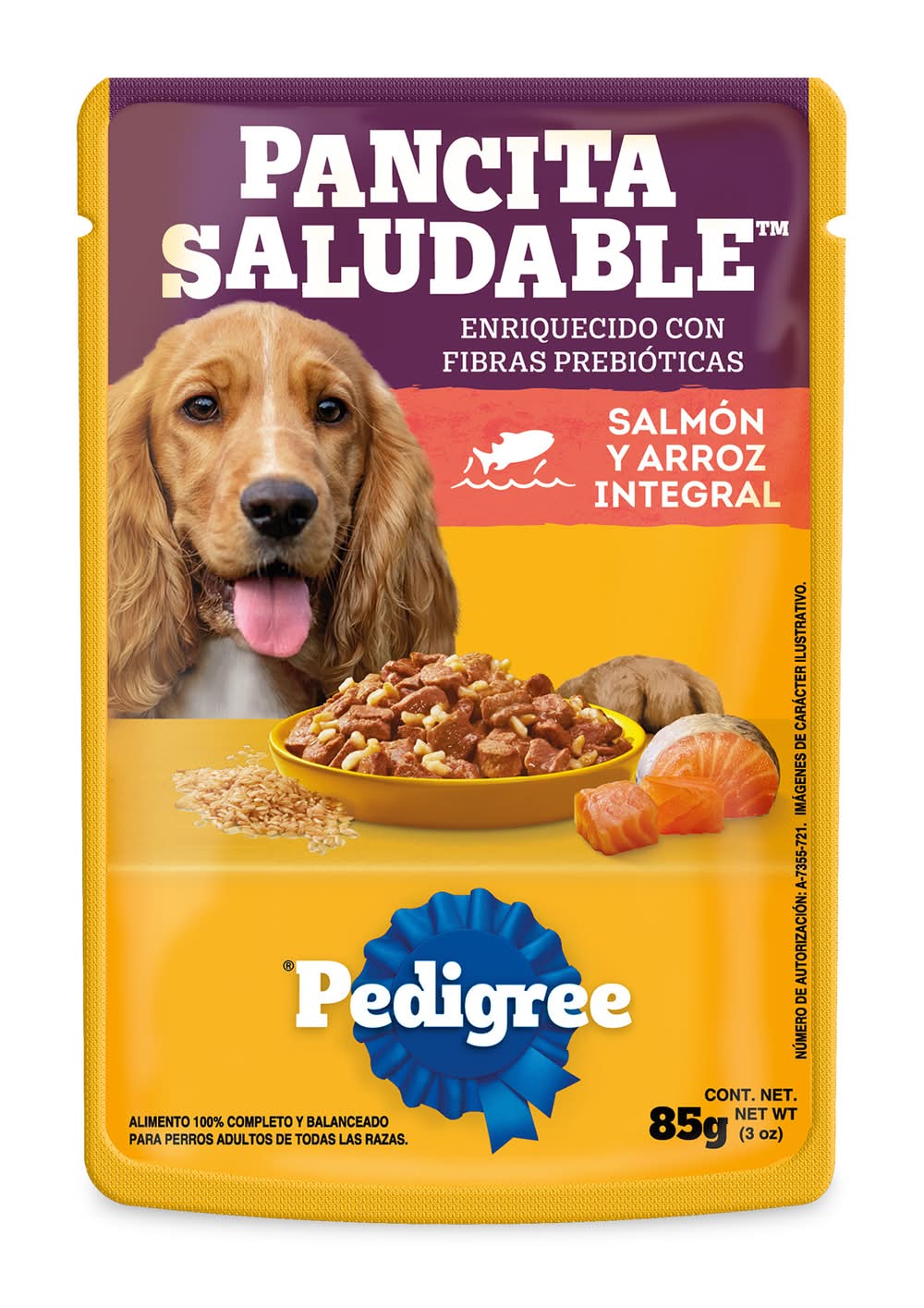 Pedigree · Pancita saludable alimento húmedo para perros, salmón-arroz integral, Adultos (85 g)