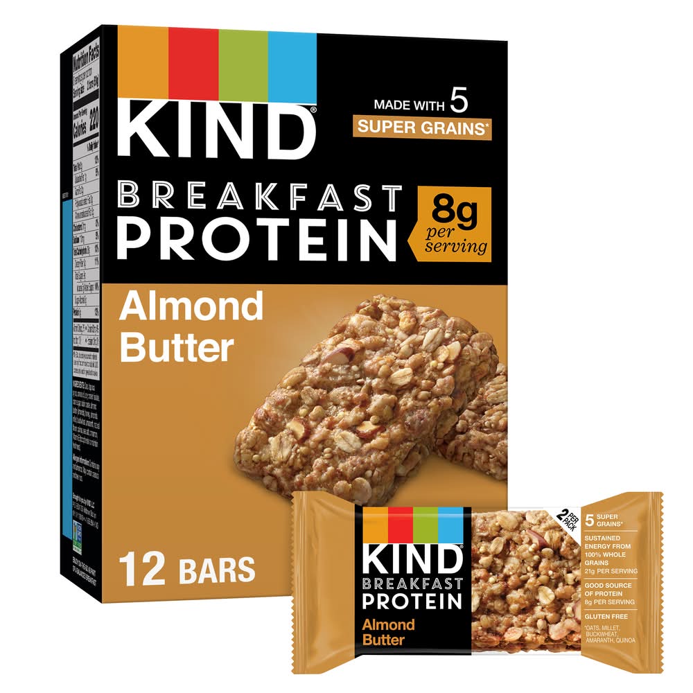 KIND Breakfast Protein Bars, Almond Butter (12 x 1.76 oz)