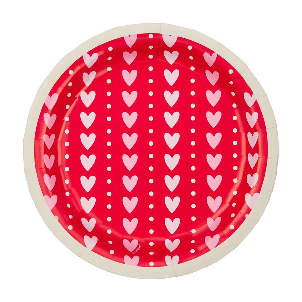 Class Act Stationery Valentine's Day Round Printed Plate, 7 in (8 pack)