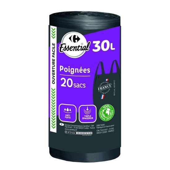 Carrefour Essential Sac poubelle à poignées 30l Livraison en