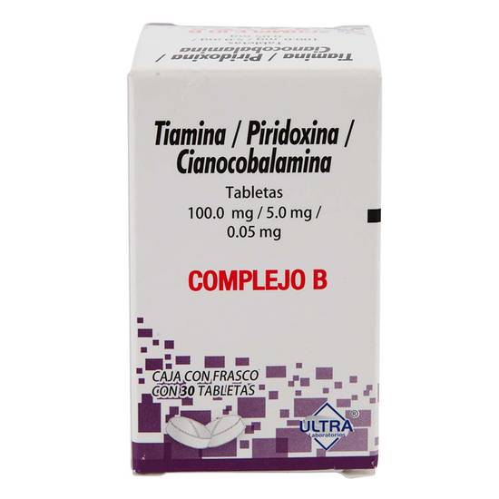 Ultra laboratorios complejo b tabletas 100 mg (caja 30 piezas)