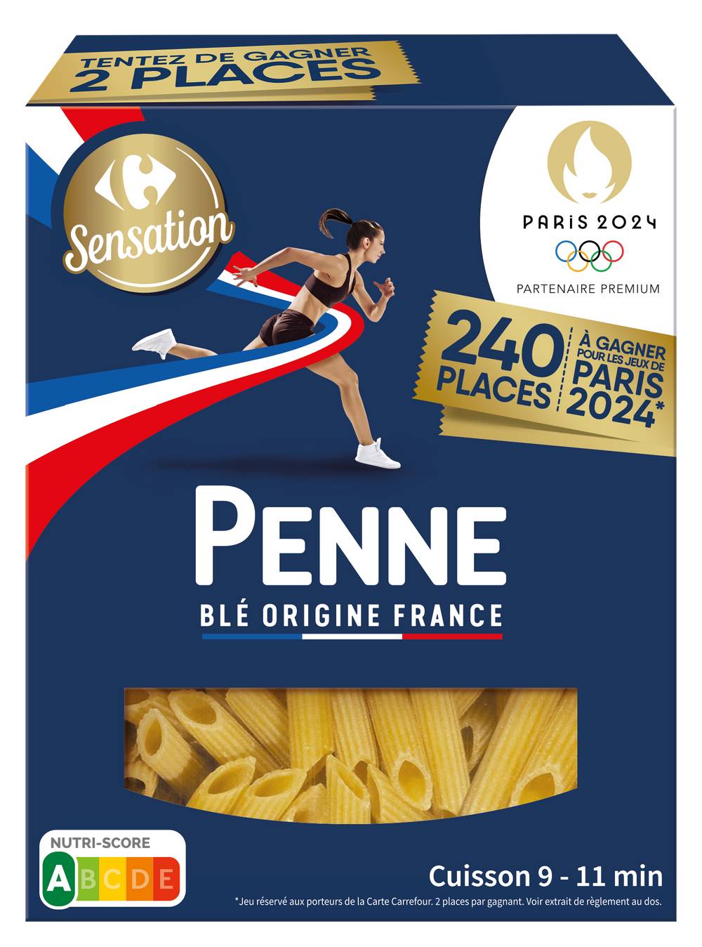 Pâtes JO Penne CARREFOUR SENSATION - la boite de 400g