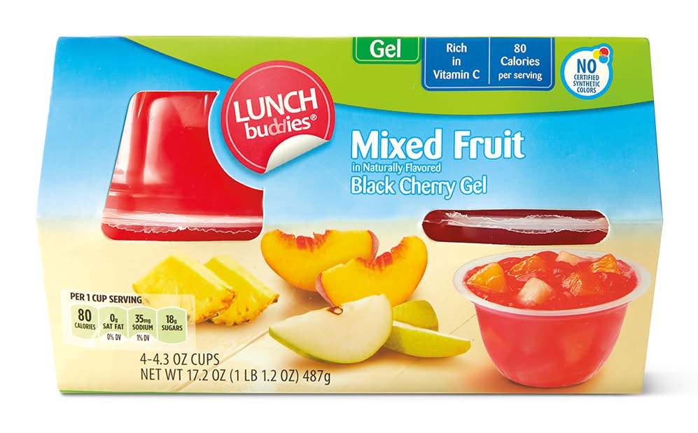 Lunch Buddies Mixed Fruit in Black Cherry Gel Cups (4 x 4.3 oz)