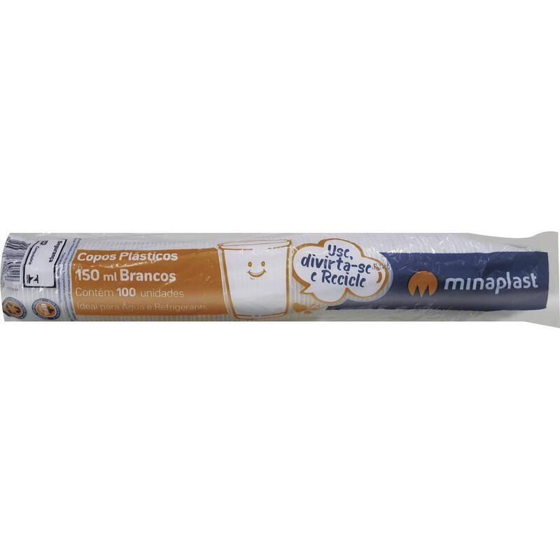 Minaplast copo descartável (branco) (100 un, 150 ml)