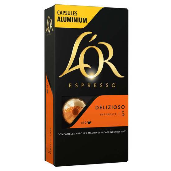 L'or espresso delizio 10 capsules aluminium intensité 5 café 52g